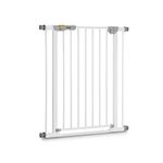 Hauck Children's Safety Gate/Stair Gate 75-80 cm Clear Step Autoclose/No Drilling/Barrier-Free/Extra Flat Entry/Closes Automatically/Clamps/Metal White,597439