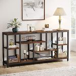 Tribesigns Console Sofa Table, 70.9 inch Extra Long Table Behind Couch with Storage Shelves, 3-Tier Industrial Narrow Entryway Hallway Accent Table for Living Room, Rustic Brown