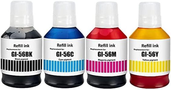 SHUOLEI GI56 GI-56 Encre Compatible avec Canon GI56 GI-56 Bouteilles d'encre Multipack pour MAXIFY GX7050 GX3050 GX6050 GX4050 GX5050 (4-Pack,Noir/Cyan/Magenta/Jaune)