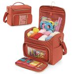 Aeelike Crochet Bag, Knitting Bags and Knitting Organizers Large, Knitting Bags for Wool and Needles Storage, Travel Portable Hanging Yarn Storage Bag for Crocheting for Women, Rust Red
