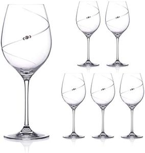 DIAMANTE Swarovski Red Wine Glasses - 'Silhouette' Design Embellished with Swarovski Crystals - Set of 6
