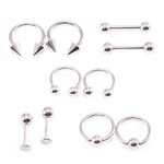 Basic Horseshoe, Captive, Nipple, Labret Piercing Jewelry Package of 10, 12G