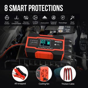 10-Amp Smart Car Battery Charger – Automatic 12V/24V Maintainer