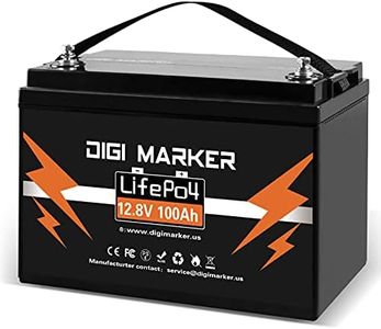 Digi marker 12V 100Ah LiFePO4 Lithium Iron Phosphate Battery Deep Cycle Rechargeable Battery with Built-in BMS, 2000-5000 Life Cycles, Perfect for RV, Marine, Scooters, Power Wheels, Trolling Motor
