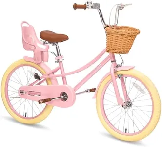 Glaf Girls Bike with Training Wheels and Basket Kids Bike for Girls Boys Age 2-12 Years Toddlers Bicycle with Bell Adjustable Seat Handlebar (20 Inch with Kickstand, Pink)