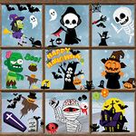 9 Sheets Halloween Window Stickers, Ghosts Bats Halloween Decorations for Windows Glass Walls Display Halloween Haunted House Party Supplies