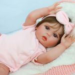 SCOM Reborn Baby Doll Girl - 18 Inch Realistic Real Life Doll with Hair, Silicone Baby with Anatomically Correct, Newborn Lifelike Toddler with Vinyl Body for Age 3 4 5 6 Year Old Gift Princess Lucy