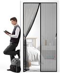 Hanging Screen Door, 230 x 195 cm Durable Screen Doors with Hook&Loop, Works on a Travel Trailer/RV Door, Pet & Kid Friendly(Black)