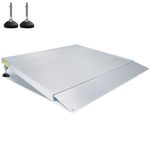 YuLuoXiang Handicap Ramps for Home Entry 36.22*36.3 Inch Adjustable 4.5 Inch Height Wheelchair Ramp Portable Self Supporting Aluminum Angled Entry Threshold Ramp for Exterior Door Shed and Home Steps