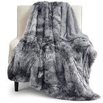 Bedsure Soft Throw Blanket, Fuzzy Fluffy Blankets - Sherpa Fleece Faux Fur Blanket for Couch, Bed, Sofa, Cozy Plush Warm Thick Furry Shaggy Decorative Blanket Gifts for Adults, Tie Dye Grey, 130x150cm