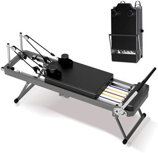 330 LBS Capacity Pilates Reformer, Foldable Pilates Core Bed Machine Equipment for Home Use and Yoga Studio Gym Workout Commercial Fitness Equipment, Suitable for Advanced and Beginners Users - Black