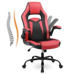 Youhauchair Gaming Chair, Computer Chairs with Fold-up Armrests, Ergonomic Gaming Chair Made of PU Leather, Gaming Chair for Adults, Red/Black