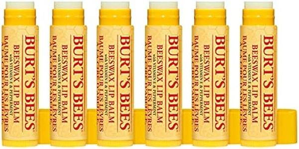 Burt’s Bees 100% Natural Moisturizing Lip Balm, Original Beeswax with Vitamin E and Peppermint Oil - 6 Tubes