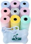 Downtown Pet Supply Unscented Poop Bags for Dogs with Dispenser, 180 Count - Leak-Proof Dog Waste Bags and Bone-Shaped Dog Poop Bags Holder for Leash - Pastel Rainbow Doggy Poop Bags, 12.5" x 8.5"