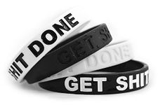 Inspirational Silicone Wristbands for Adults with Custom Embossed Motivational Sayings Get Done. Perfect Inspiration for Fitness, Basketball, Crossfit, Workout & Task