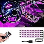 Car LED Interior Lights,Interior RGB lights,Car LED Strip Light with,8 Colors Car Atmosphere Lights,Car Music Sound-activated Lighting,USB Port Car Charger Light Bar.