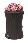 Good Ideas Impressions 50 Gallon Nantucket Outdoor Home Rain Barrel Water Storage Collector with Garden Planter and Brass Spigot, Dark Brown