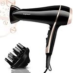 Aigostar Professional Ionic Hair Dryer 2400W, Negative Ion Hairdryer with Diffuser and Concentrator, 3 Heating 2 Speed Settings, Cool Shot Button, Fast Drying Blow Dryer - Lora 32YWY