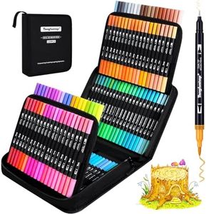 Tongfushop 120 Dual Tip Colouring Pens, Fineliners Felt Tip Brush Pens, Art Markers for Adult Colouring Books Calligraphy Painting Drawing Sketching Journal, Art Gift