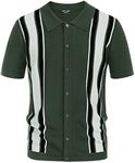 PJ Paul Jones Mens Polo Shirts Vintage Striped Lightweight Knitting Golf Shirts, Olive Green, Small