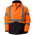 Helly Hansen Workwear Alta Waterproof High Visibility Shell Jackets for Men with Detachable Hood and Napoleon Pocket; Class 3, High Gh/Vis Orange/Charcoal - XS, High Gh/Vis Orange/Charcoal, X-Small