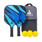 Joola Ben Johns Pickleball Set with 2 Fiberglass Paddles - includes 2 Indoor & 2 Outdoor Pickleball Balls & Bag - Lightweight Pickleball Racket Set for All Levels - Honeycomb Polymer Core Blue