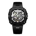 CIGA Design Automatic Mechanical Watch - X Series Eye of Horus Wristwatch for Men Skeleton Style Bioceramic case with Silicone Straps(Black)