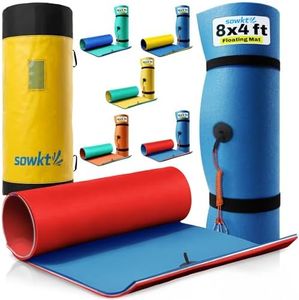 SOWKT Outdoor Floating Mat with Pillow & Storage Bag -8 x 4 feet Foam Floating Water Mat for Lakes & Pools - Swim Mat, Lake Mats for Floating, Floating Pads for Water, Fun for Adults & Kids