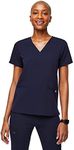 FIGS Medical Scrubs Women's Casma Three-Pocket Scrub top (Navy Blue, M)