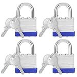 Belle Vous Heavy Duty Laminated Steel Shackle Padlocks with 2 Keys (4 Pack) - 6mm Shackle - 6.4 x 4.2 x 2.4cm/2.36 x 1.65 x 0.94 inches - Weatherproof Indoor/Outdoor Keyed Locks for Storage & Locker