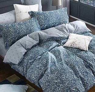 SLEEPBELLA Duvet Cover Set 600 Thread Count Cotton Bedding Set (Full, Blue-Paisley)