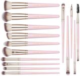 MAANGE Makeup Brushes, 15 Pcs Makeup Brush Set Premium Synthetic Foundation Powder Concealers Eye Shadows Brushes Set, Pink