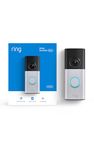 Ring Wired Doorbell Plus (Newest Model) — Retinal 2K with wide-angle video, 4x Enhanced Zoom, and Low-Light Sight, Nickel Silver