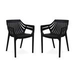 Oaknest Unboxing Furniture Supreme Spectrum Plastic Chair| Oversized Chair For Living Room/Garden And Bedroom Set| Weight Bearing Capacity 150 Kg| 6 Months Warranty* (Jet Black)| Set Of 2 Piece