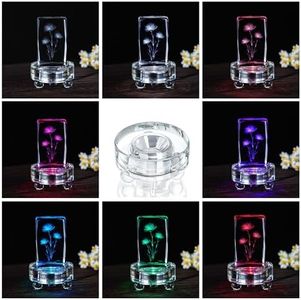 ZEERSHEE Multicolor LED Light Base RGB Lighting Stands Round Display Base for Crystal 3D Glass Art Lighted Up Pedestals for Desktop and Room Decoration(Flat)