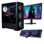 Veno Scorp Gaming PC – New 24" 75HZ Gaming Monitor Bundle AMD Ryzen 5 5600G With Radeon Graphics, 16GB RAM 3200MHZ DDR4, 1TB HDD 256GB SSD, 500W 80+ PSU, Wifi, Windows 11, Titan ARGB Gaming Case.