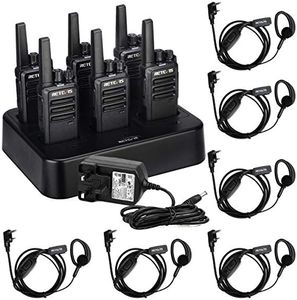 Retevis RT668 Walkie Talkies for Adults, With Six-Way Charger, PMR446 2 Way Radio, VOX, CTCSS/DCS, with Earpiece, Walkie Talkie Professional for School, Restaurant, Security (Black, 6 Pcs)