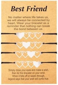 HUASAI 2/3/4/5/6 Best Friend Bracelets Friendship Bracelets for Women Matching Heart Bracelets Bff Bracelets for 2(4 Pcs)
