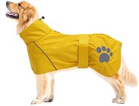 Geyecete Dog Raincoat Jacket Adjustable Lightweight Raincoat cloth Best Gift for dogs with Safe Reflective-Yellow-M