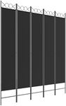 'vidaXL Room Divider in Black - Versatile and Modern 5-Panel Privacy Screen, 200x220cm Fabric & Iron, Foldable Design for Easy Storage