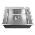 CROCODILE 304 GRADE SINGLE BOWL STAINLESS STEEL HANDMADE KITCHEN SINK (24"x18"x10" TAP HOLE)