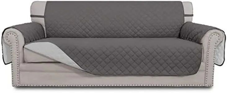 Easy-Going Reversible Oversized Couch Cover for 3 Cushion Couch Sofa Cover for Dogs Water Resistant Furniture Protector Cover with Foam Sticks for Pet (Oversized Sofa, Gray/Light Gray)