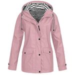 AMhomely Women's Rain Coat Plus Size Solid Sportswear With Hood Ladies Coat Windproof Warm Sunscreen Hooded Plus Velvet For Hiking Trips Jacket Tops Winter UK Size, Z04 Pink, XXL