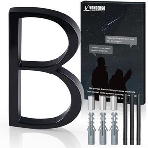 VONDERSO 5 Inch Floating House Numbers for Outside, Modern Metal Anti-Rust Address Numbers(B), Zinc Alloy Black Floating Mailbox Numbers with Nail Kit, Weatherproof 911 Night Visibility Door Decor