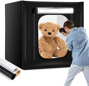 OMBAR Caja de Luz Estudio Fotográfico Portátil 80x80x80cm Caja de Fotografía con 3 Tiras Panel 210 Cuentas LED Luz Mini Estidio Fotográfico con 5600K 3 Fondos de Fotografía(Negro Blanco Naranja)