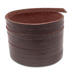 Creavvee Flat Genuine Real Leather Strip Bead Thong Cord Braiding String Threads Lace Cowhide Craft for Jewelry Making Necklace Bracelet, 5mm x 3m, Dark Brown