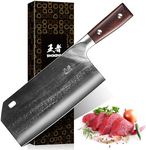 ENOKING Cleaver Knife Serbian Chef Knife Hand Forged Meat Cleaver German High Carbon Stainless Steel Chopping Butcher Knife Kitchen Knives with Full Tang Handle for Home and Restaurant, Ultra Sharp