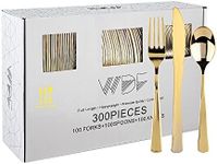 WDF300 Pieces Gold Plastic Silverwa