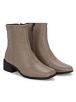 Delize Taupe Women’s Vegan Leather, Square Toe Ankle Boots 305-39