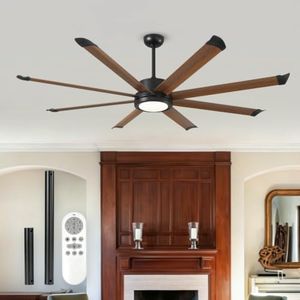 Forest Lighting 72" Ceiling Fan with Light, Remote Control, 8 Walnut Finish Anti-Rust Aluminum Blades, 9799 CFM High Airflow, Quiet Reversible DC Motor, Modern Farmhouse Fan for Patios Garage